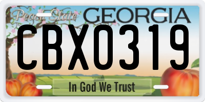 GA license plate CBX0319