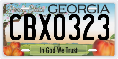 GA license plate CBX0323