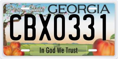 GA license plate CBX0331
