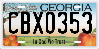 GA license plate CBX0353