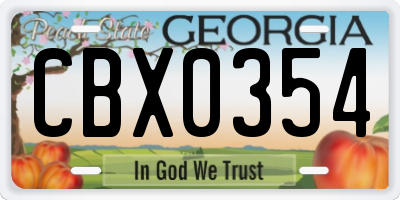 GA license plate CBX0354