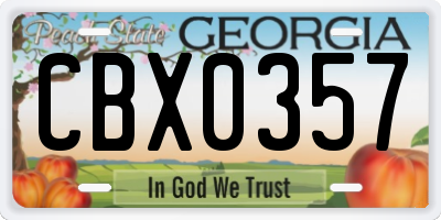 GA license plate CBX0357
