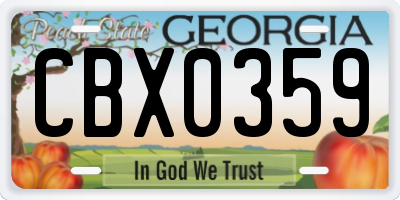 GA license plate CBX0359