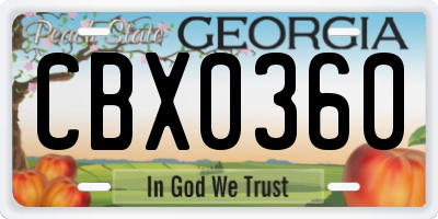 GA license plate CBX0360