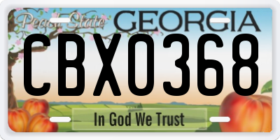 GA license plate CBX0368