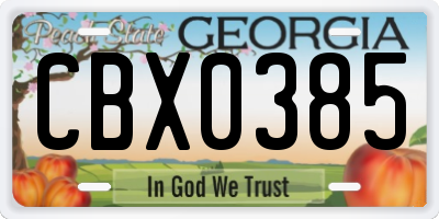 GA license plate CBX0385