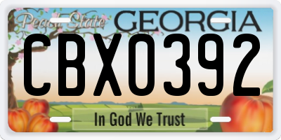 GA license plate CBX0392