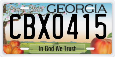 GA license plate CBX0415