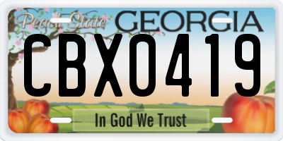 GA license plate CBX0419