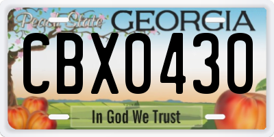 GA license plate CBX0430