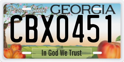 GA license plate CBX0451