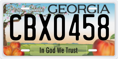 GA license plate CBX0458