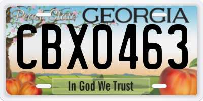 GA license plate CBX0463