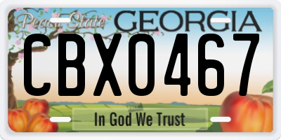 GA license plate CBX0467