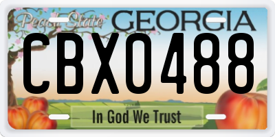 GA license plate CBX0488