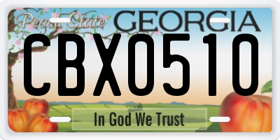 GA license plate CBX0510