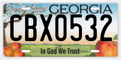 GA license plate CBX0532