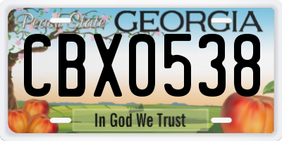 GA license plate CBX0538