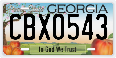 GA license plate CBX0543