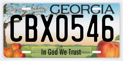 GA license plate CBX0546