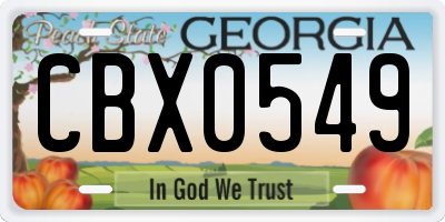 GA license plate CBX0549