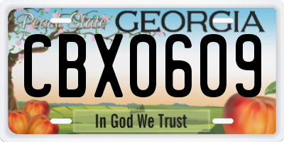 GA license plate CBX0609