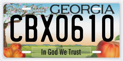 GA license plate CBX0610