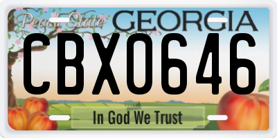 GA license plate CBX0646