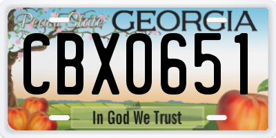 GA license plate CBX0651