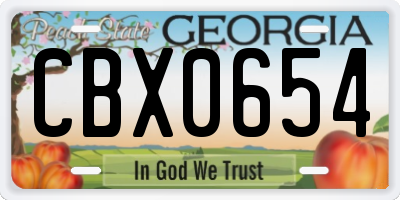 GA license plate CBX0654