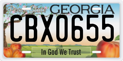 GA license plate CBX0655