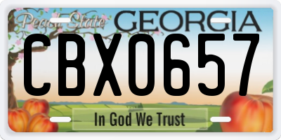 GA license plate CBX0657