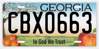 GA license plate CBX0663