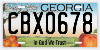GA license plate CBX0678
