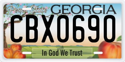 GA license plate CBX0690