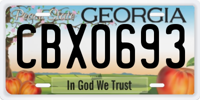 GA license plate CBX0693