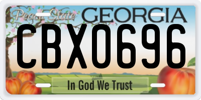 GA license plate CBX0696