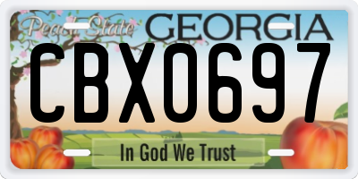 GA license plate CBX0697