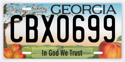GA license plate CBX0699