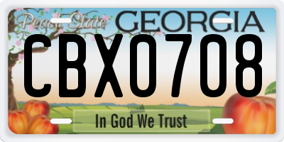 GA license plate CBX0708