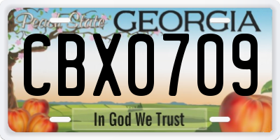 GA license plate CBX0709