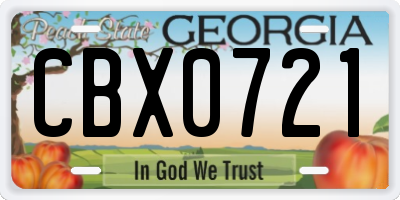 GA license plate CBX0721