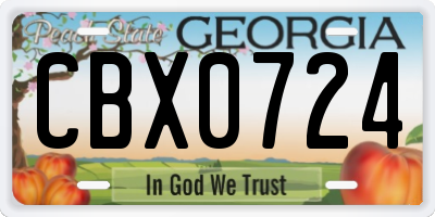 GA license plate CBX0724