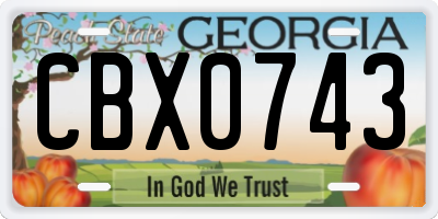 GA license plate CBX0743