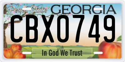 GA license plate CBX0749