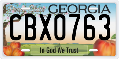 GA license plate CBX0763