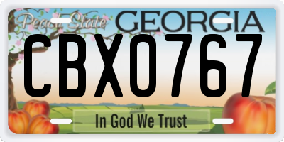GA license plate CBX0767