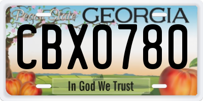 GA license plate CBX0780