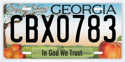 GA license plate CBX0783