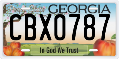 GA license plate CBX0787